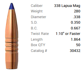 Barnes Geschoss .338 Lapua/.338 280GR Long-Range X BT 50 Stück