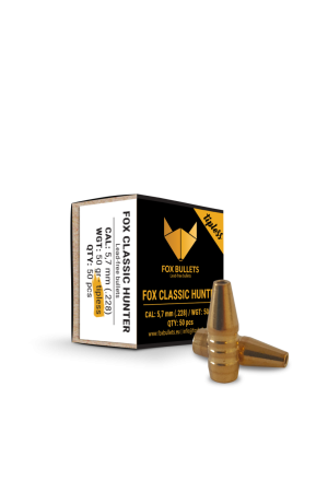 Fox Bullets Classic Hunter Tipless .228 3,2 g / 50 gr bleifreie Geschosse – 50 Stück