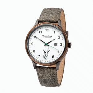 Herrenjagduhr Hubertus Gams mit Lodenarmband Olivgrün