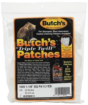 Butch's Triple Twill Reinigungspatches 1000 Stück für .22 - .270