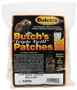 Butch's Triple Twill Reinigungspatches 500 Stück für .35 - .45 / 10mm / 9mm