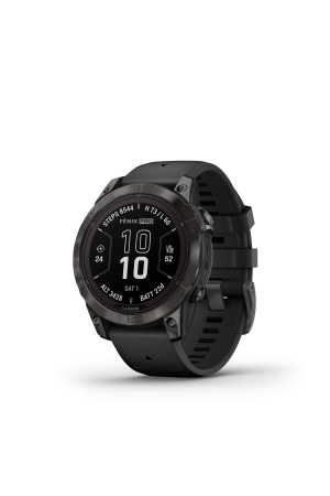 Garmin fēnix® 7 Pro – Sapphire Solar Edition, Schwarz/Carbongrau Titan DLC mit QuickFit®-Silikon-Armband 22 mm