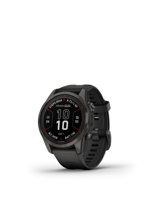 Garmin fēnix® 7S Pro – Sapphire Solar Edition, Schwarz/Carbongrau Titan DLC mit QuickFit®-Silikon-Armband 20 mm