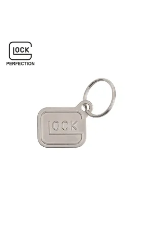 Glock Schlüsselanhänger „Logo“ – Metall vernickelt – Silber – ca. 2,8 × 2,4 cm