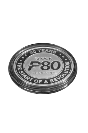 Glock Münze/Medaille „40th Anniversary P80“ – Metall – Ø 40 mm