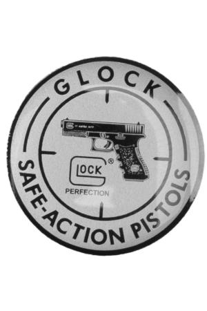 Glock Pin „SAFE ACTION PISTOLS“ – Silber/Schwarz - ca. 17 mm
