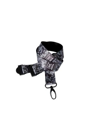 Glock Schlüsselband/Lanyard – Schwarz Pistolen-Camouflage Satin – Metall-Karabiner