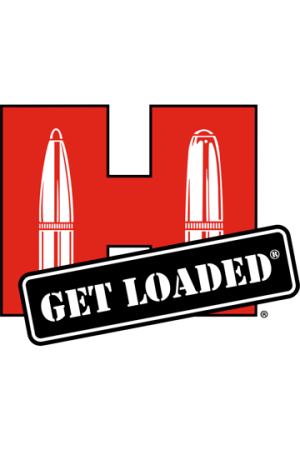 Hornady "Get Loaded" Aufkleber – Rot/Weiß – 4.5″×5″ (11,4×12,7 cm)