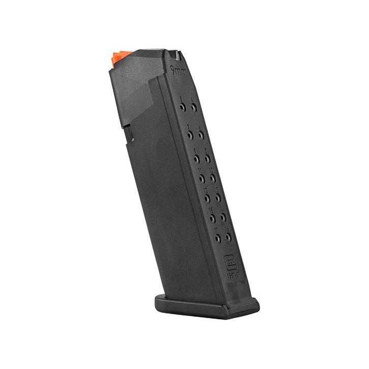 Glock Magazin G17 – 9mm Luger – 17 Schuss – Schwarz/Orange (Zubringer)