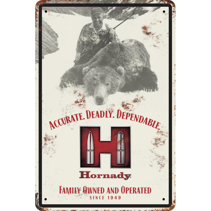 Hornady Vintage-Blechschild "Bärenjäger" – 30,5×46 cm