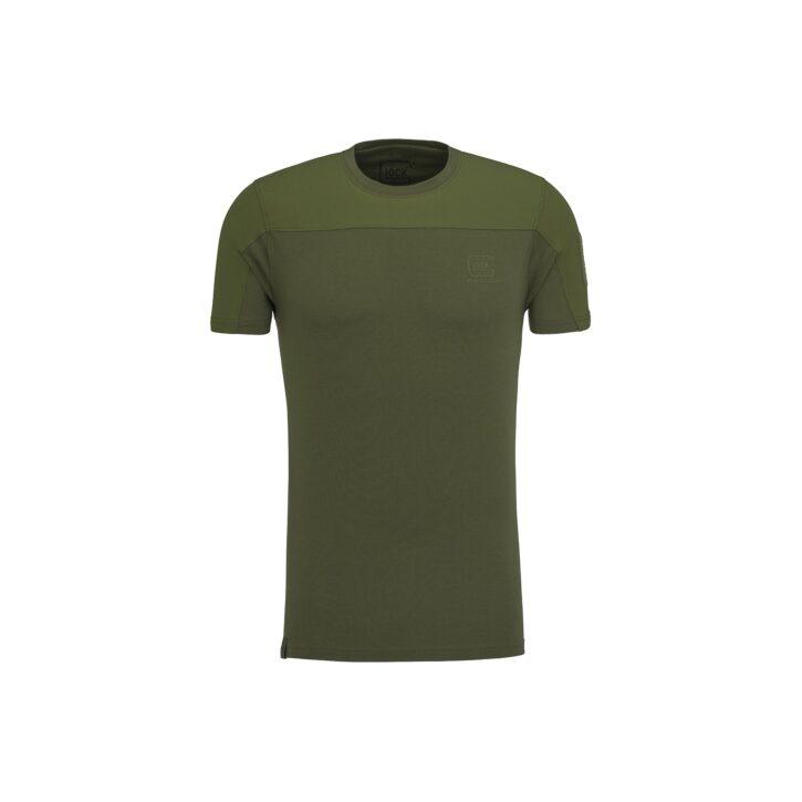 GLOCK Tactical T-Shirt Oliv – Ripstop-Schultern, Stretch-Torso – Soft-Velcro-Badge – Größe M