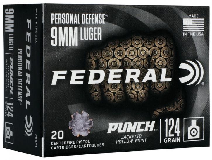 Federal Personal Defense Punch 9mm Luger 124GR JHP 20 Patronen