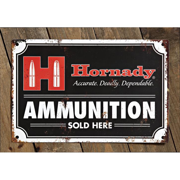Hornady Blechschild Vintage „Ammunition Sold Here