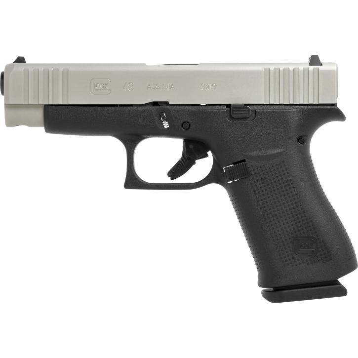 Glock Pistole G48 Silver Slide FS 9mm Luger 4.17″ / 106 mm 10+1, Compact Slimline