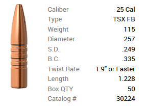 Barnes Geschoss .25/.257 115GR TSX FB 50 Stück