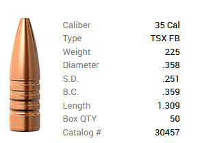 Barnes Geschoss .35/.358 225GR TSX HP FB 50 Stück