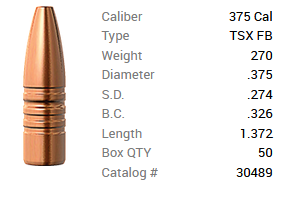 Barnes Geschoss .375/.375 270GR TSX HP FB 50 Stück