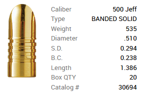 Barnes Geschoss .510 / 13,00mm 535GR Banded Solid 20 Stück