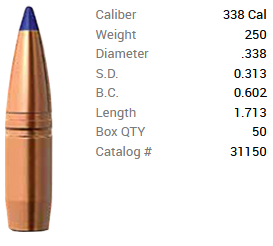 Barnes Geschoss .338 Lapua/.338 250GR Long-Range X BT 50 Stück