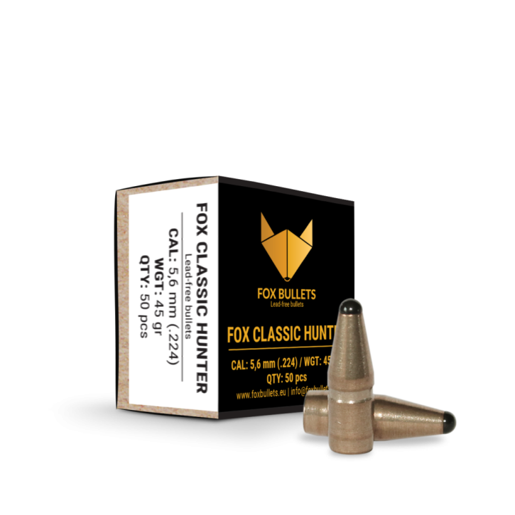 Fox Bullets Classic Hunter .224 3,2 g / 50 gr bleifreie Geschosse – 50 Stück 