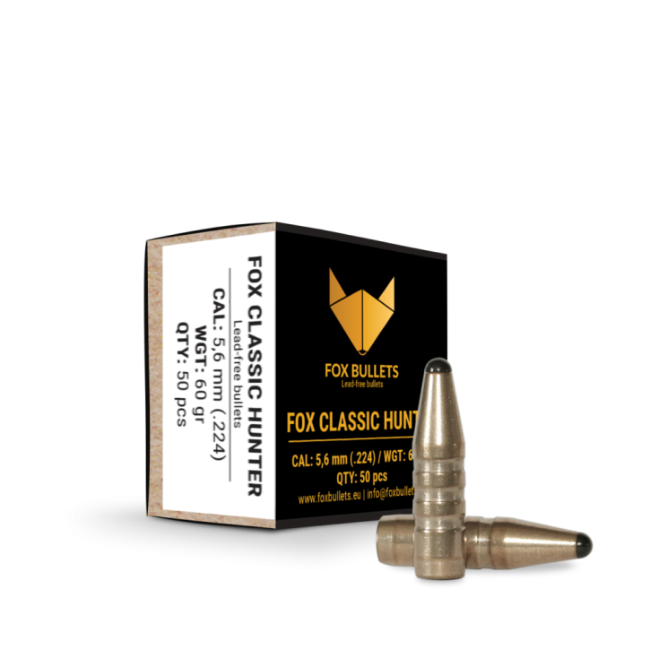 Fox Bullets Classic Hunter .224 3,9 g / 60 gr bleifreie Geschosse – 50 Stück