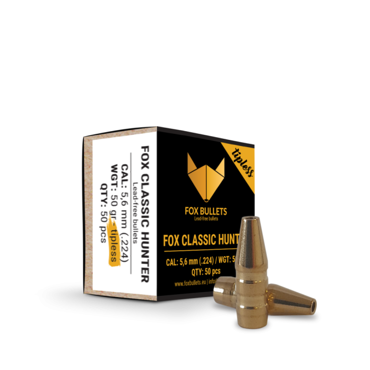 Fox Bullets Classic Hunter Tipless .224 3,2 g / 50 gr bleifreie Geschosse – 50 Stück