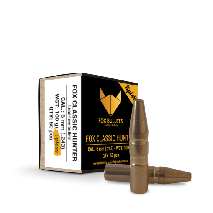 Fox Bullets Classic Hunter Tipless .243 6,5 g / 100 gr bleifreie Geschosse – 50 Stück