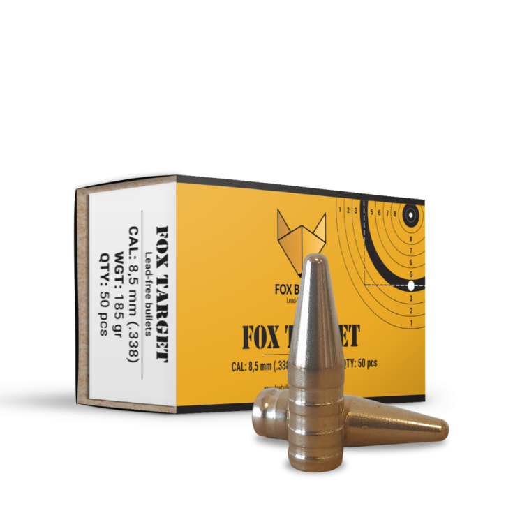 Fox Bullets Target .338 12,0 g / 185 gr bleifreie Geschosse – 50 Stück