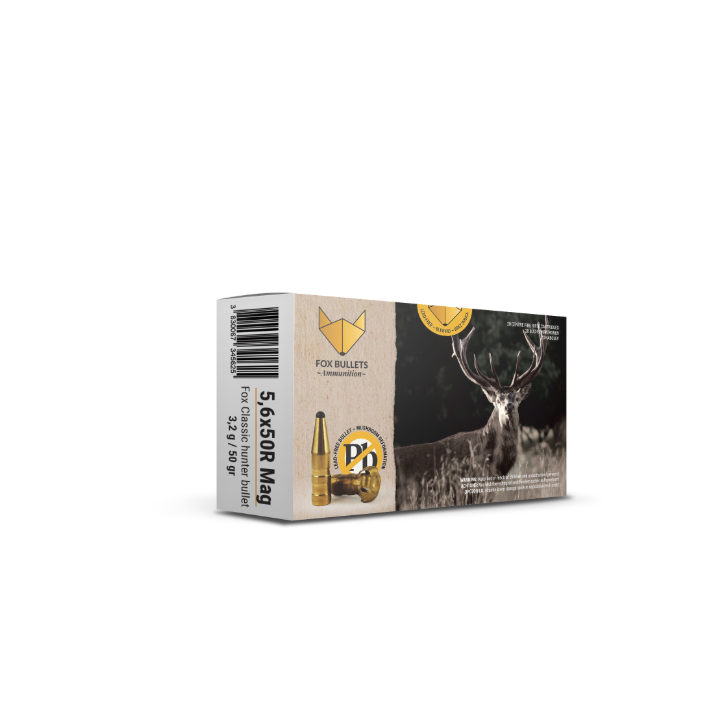 Fox Bullets Classic Hunter 5,6x50 R Mag. 3,2 g / 50 gr bleifreie Munition – 20 Patronen