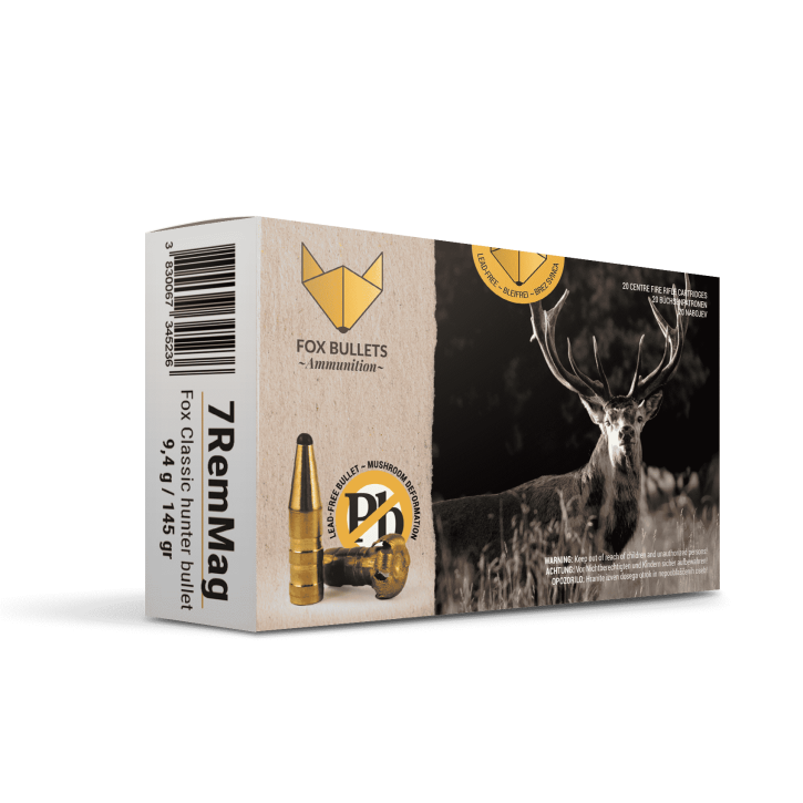Fox Bullets Classic Hunter 7mm Rem. Mag. 9,4 g / 145 gr bleifreie Munition – 20 Patronen