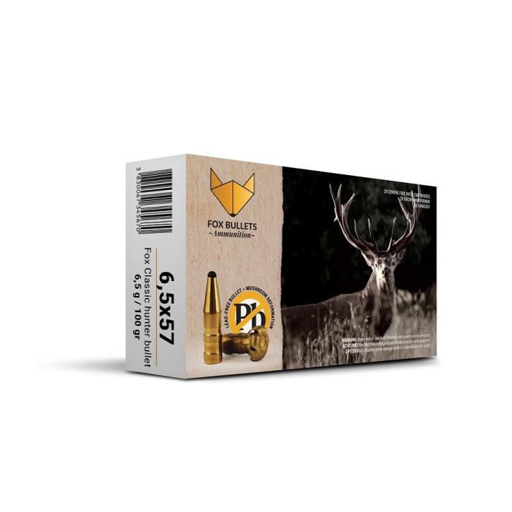 Fox Bullets Classic Hunter 6,5x57 6,5 g / 100 gr bleifreie Munition – 20 Patronen