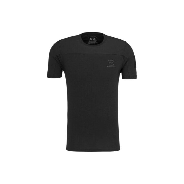 GLOCK Tactical T-Shirt Schwarz – Ripstop-Schultern, Stretch-Torso – Soft-Velcro-Badge – Größe M