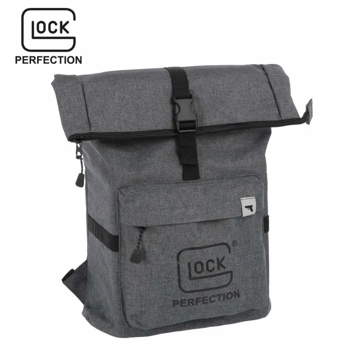 GLOCK Rucksack „Perfection“ – Grau – wasserdicht beschichtet – 32×14×41 cm