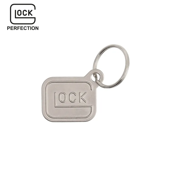 Glock Schlüsselanhänger „Logo“ – Metall vernickelt – Silber – ca. 2,8 × 2,4 cm