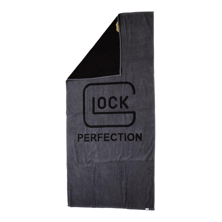 GLOCK Perfection Badetuch 70×140 cm – Grau/Schwarz – 100% Baumwolle