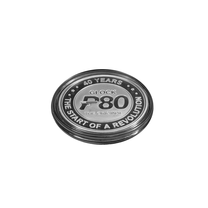 Glock Münze/Medaille „40th Anniversary P80“ – Metall – Ø 40 mm