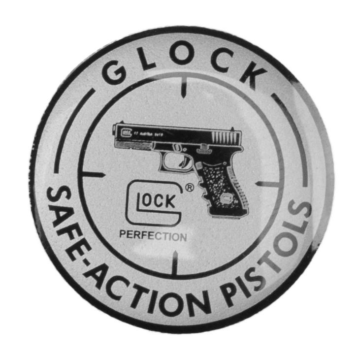 Glock Pin „SAFE ACTION PISTOLS“ – Silber/Schwarz - ca. 17 mm