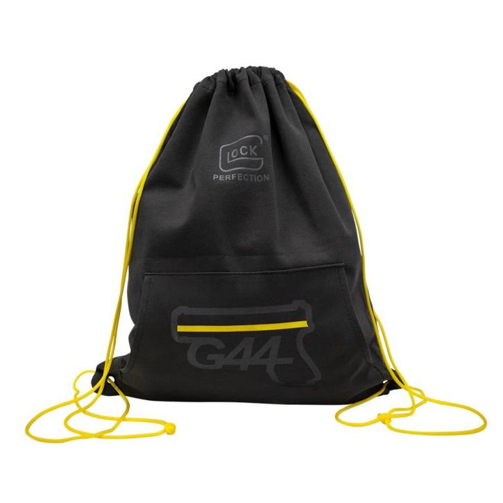 Glock Sporttasche/Turnbeutel mit Kordelzug "G44" – Dunkelgrau/Schwarz-Gelb – 38×46 cm