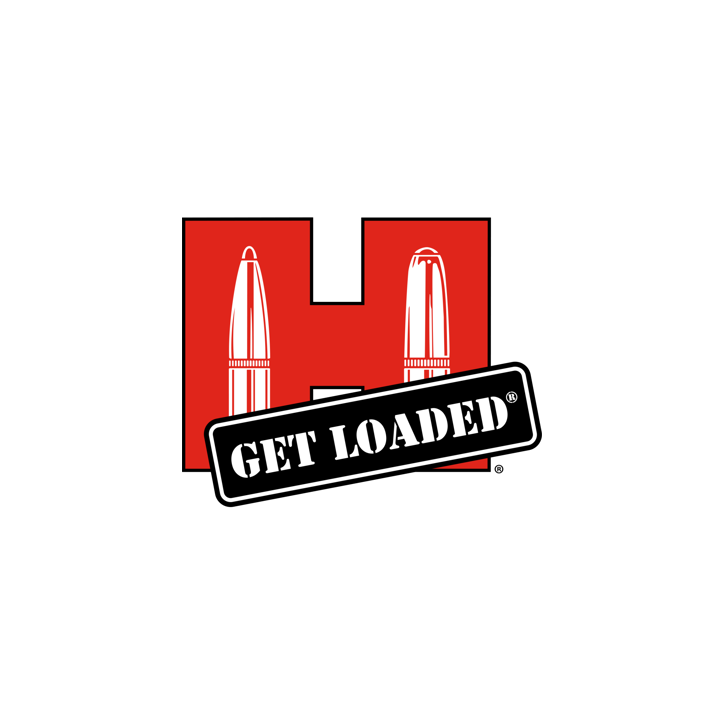 Hornady "Get Loaded" Aufkleber – Rot/Weiß – 4.5″×5″ (11,4×12,7 cm)